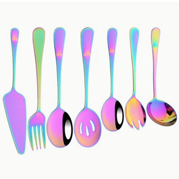 Rainbow Servingware 7 piece set NWT - Picture 2 of 2